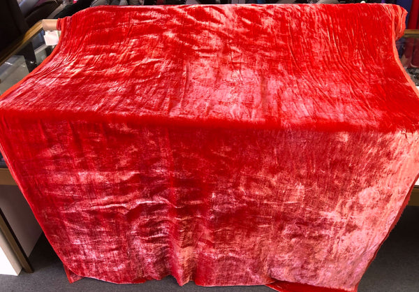 LAST PIECE: 2.1 MT  Silk Blend Velvet, Bright Coral Red
