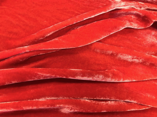LAST PIECE: 2.1 MT  Silk Blend Velvet, Bright Coral Red