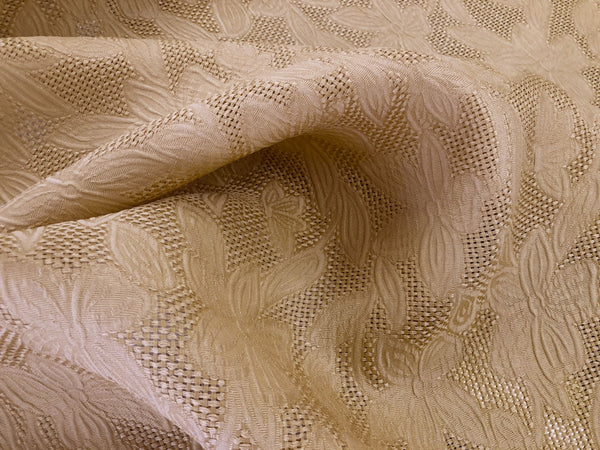 Rustic, Open Weave Silk Jacquard, Latte