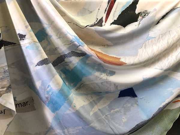 Paper Machè Print on Crepe de Chine