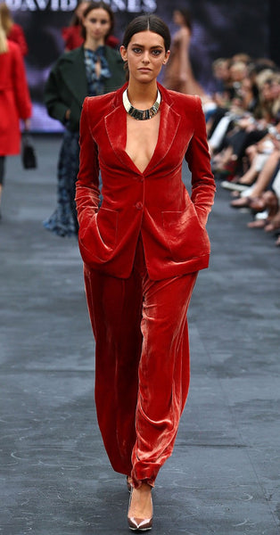 LAST PIECE: 2.1 MT  Silk Blend Velvet, Bright Coral Red