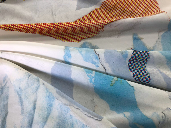Paper Machè Print on Crepe de Chine