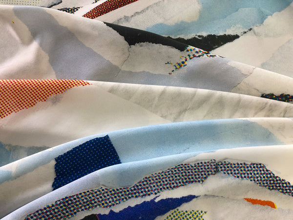 Paper Machè Print on Crepe de Chine