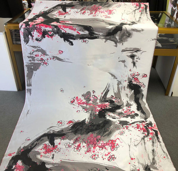 PANEL-  Heavy Silk Blend, Cherry Blossom Jacquard
