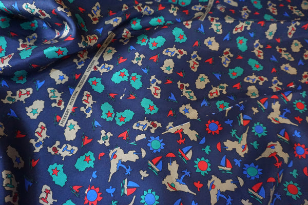PANEL- Vintage Missoni Silk Twill, Island Home Navy