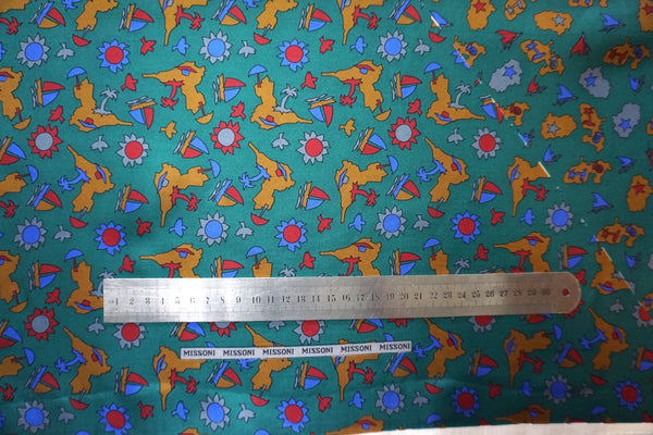PANEL- Vintage Missoni Silk Twill, Island Home Green