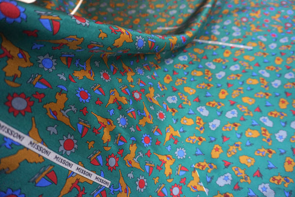 PANEL- Vintage Missoni Silk Twill, Island Home Green