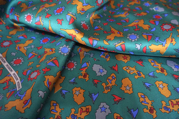 PANEL- Vintage Missoni Silk Twill, Island Home Green