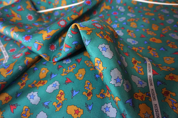 PANEL- Vintage Missoni Silk Twill, Island Home Green