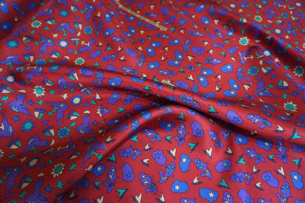 PANEL- Vintage Missoni Silk Twill, Island Home Burgundy