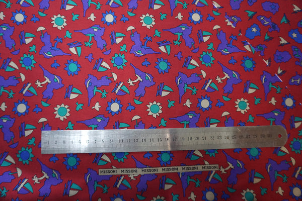 PANEL- Vintage Missoni Silk Twill, Island Home Burgundy