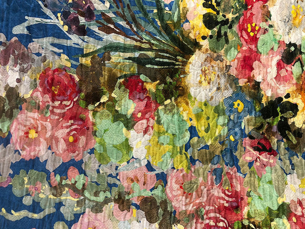 Silk Blend Jacquard, Watercolour Garden in Blue