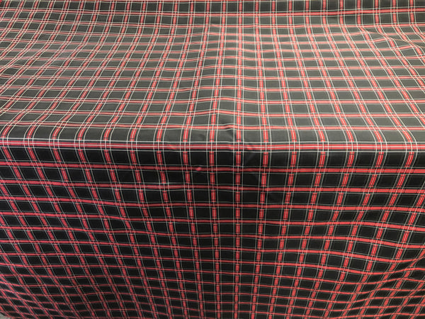 Black, Red & White Check Silk Jacquard