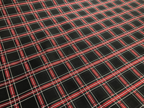 Black, Red & White Check Silk Jacquard