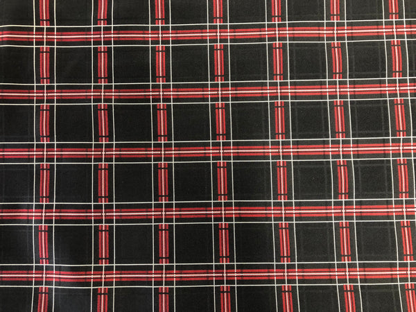 Black, Red & White Check Silk Jacquard