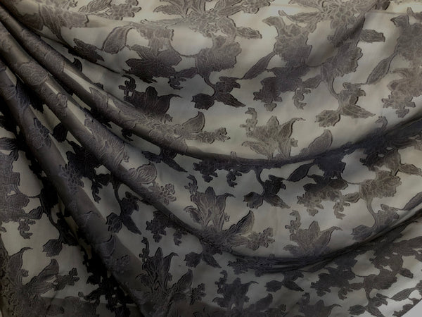 Black  Clipped   Silk  Organza