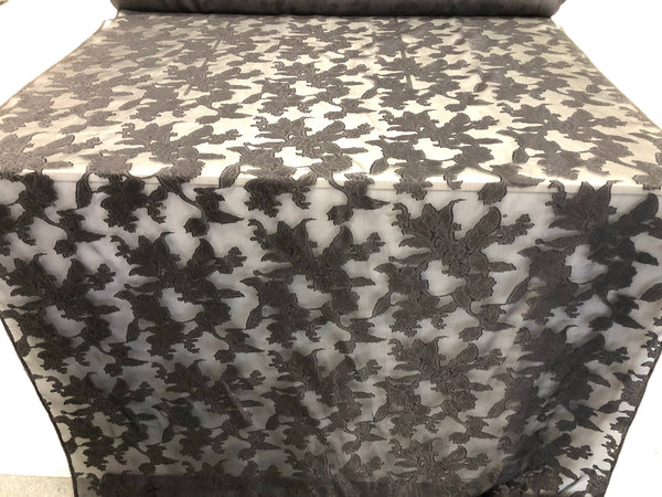 Black  Clipped   Silk  Organza