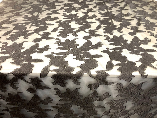 Black  Clipped   Silk  Organza