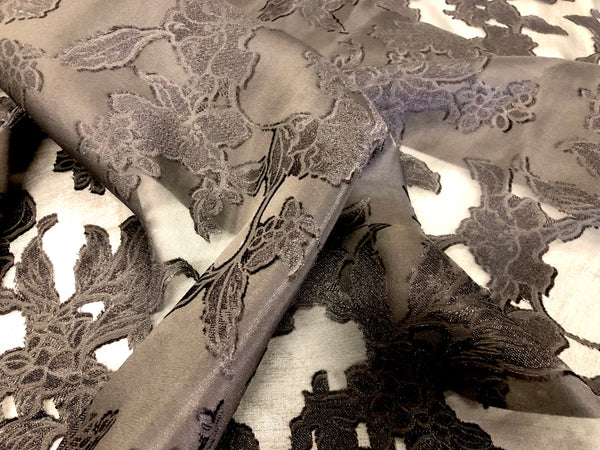 Black  Clipped   Silk  Organza