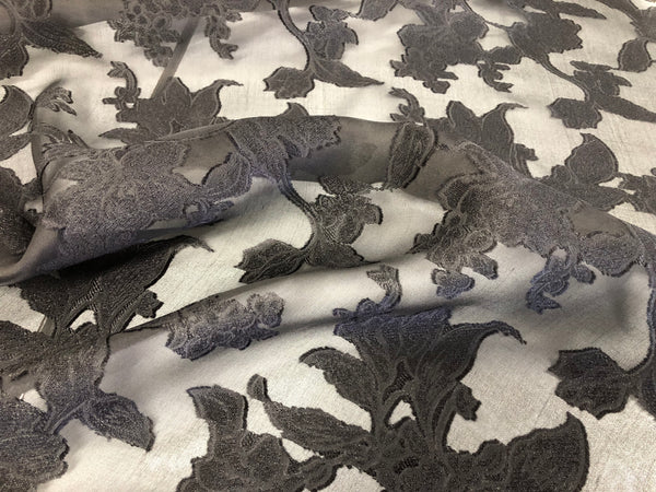 Black  Clipped   Silk  Organza