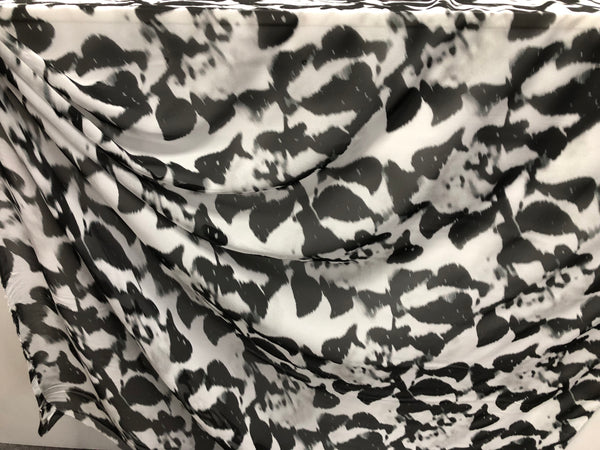 Floral Shadow Print on White Silk Chiffon