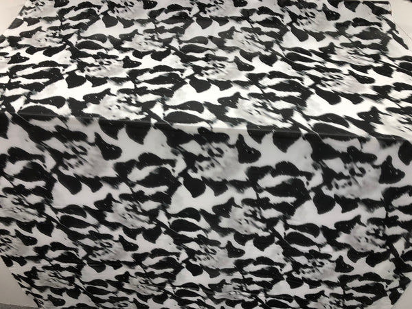 Floral Shadow Print on White Silk Chiffon