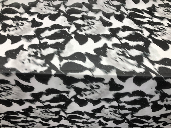 Floral Shadow Print on White Silk Chiffon