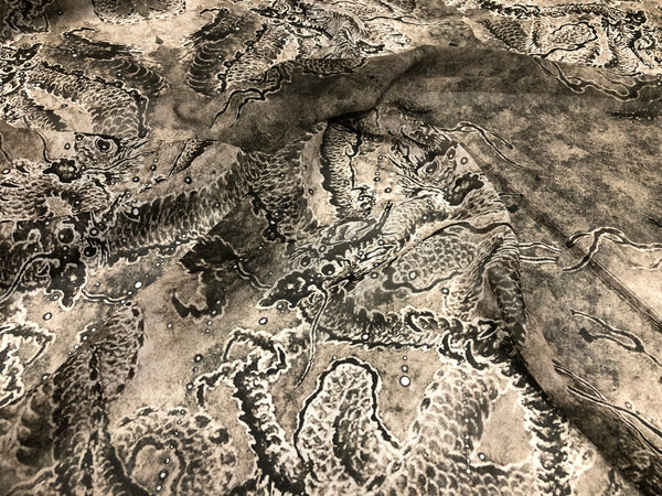 Dragon Print on Silk Georgette