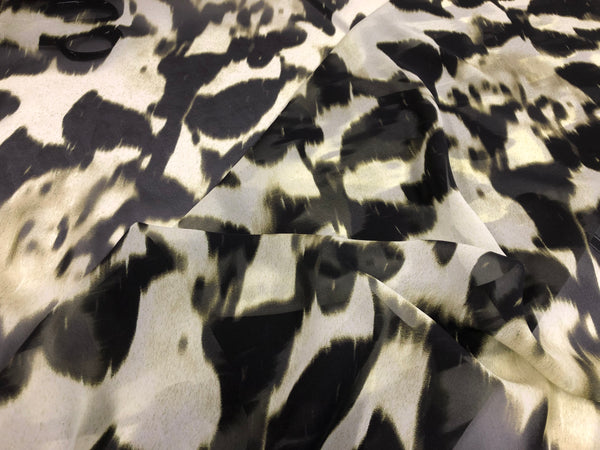 Floral Shadow Print on Citrus Silk Chiffon