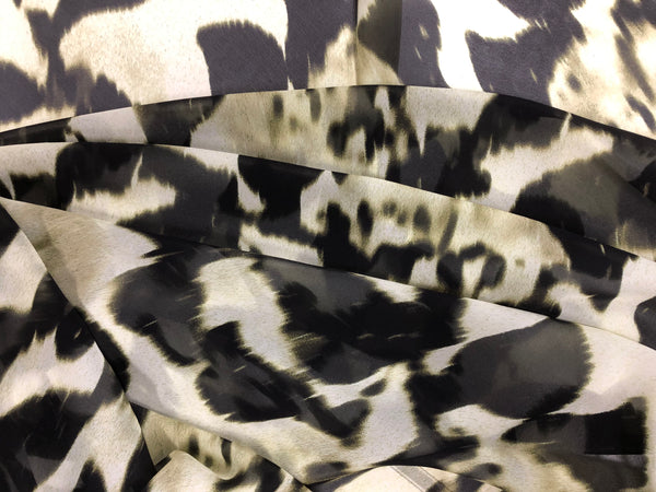 Floral Shadow Print on Citrus Silk Chiffon