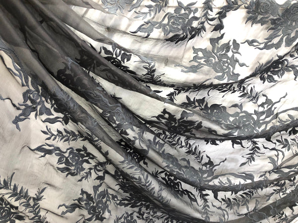 Embroidered Crinkle Silk Chiffon