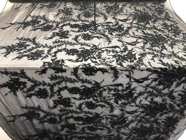 Embroidered Crinkle Silk Chiffon