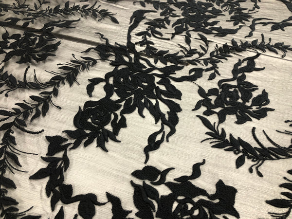 Embroidered Crinkle Silk Chiffon