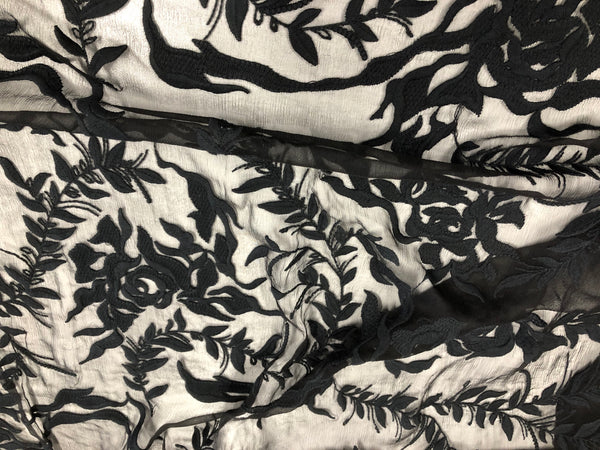 Embroidered Crinkle Silk Chiffon