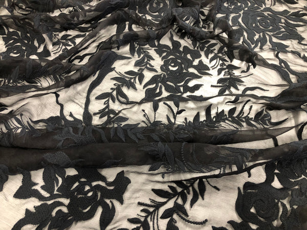 Embroidered Crinkle Silk Chiffon