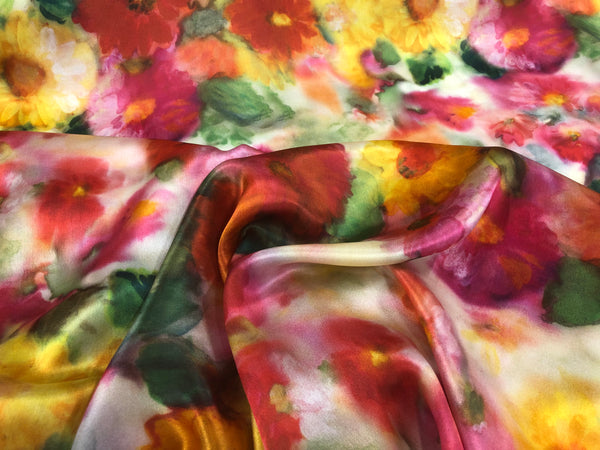 Floral Print on Silk Charmeuse