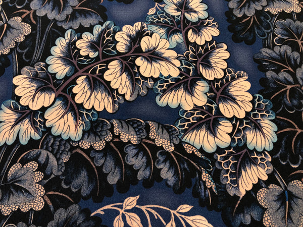 Printed Crepe de Chine Silk, Navy