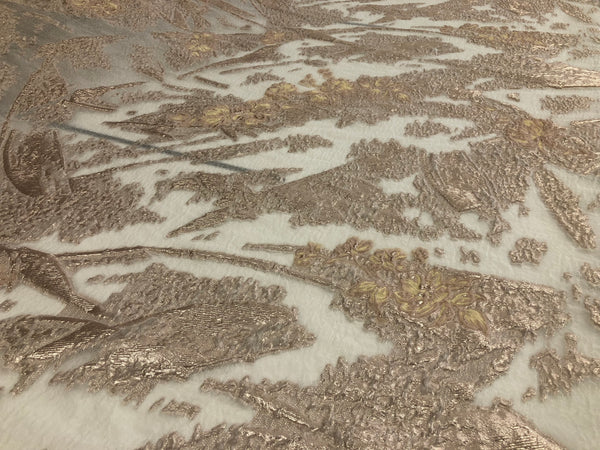 Pink Blush Flowers Silk Blend Coupé Organza