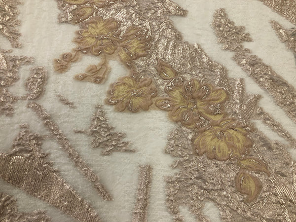 Pink Blush Flowers Silk Blend Coupé Organza