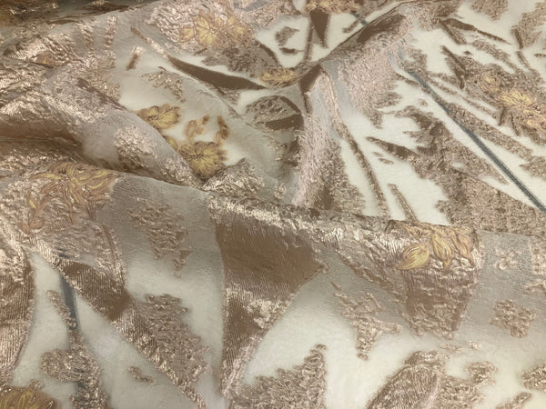 Pink Blush Flowers Silk Blend Coupé Organza