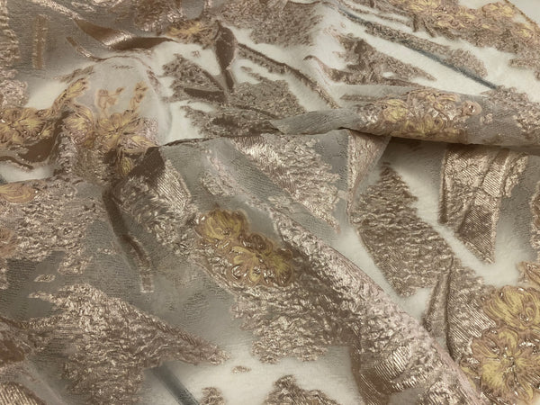 Pink Blush Flowers Silk Blend Coupé Organza