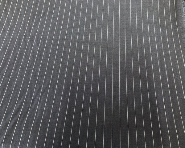 Prussian Blue Pin Stripe Wool & Silk Suiting