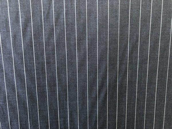 Prussian Blue Pin Stripe Wool & Silk Suiting