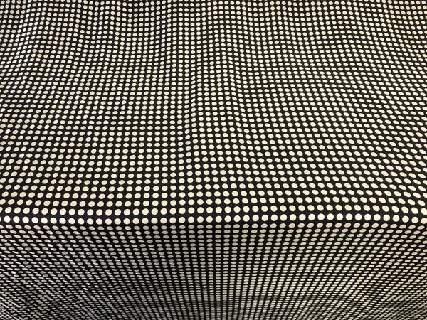 Ivory  Polka Dots on Black Twill Silk