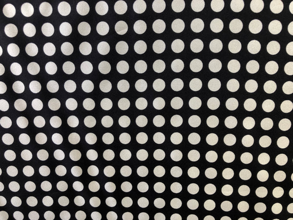 Ivory  Polka Dots on Black Twill Silk