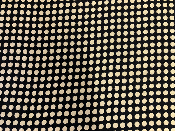 Gold Polka Dots on Black Twill Silk