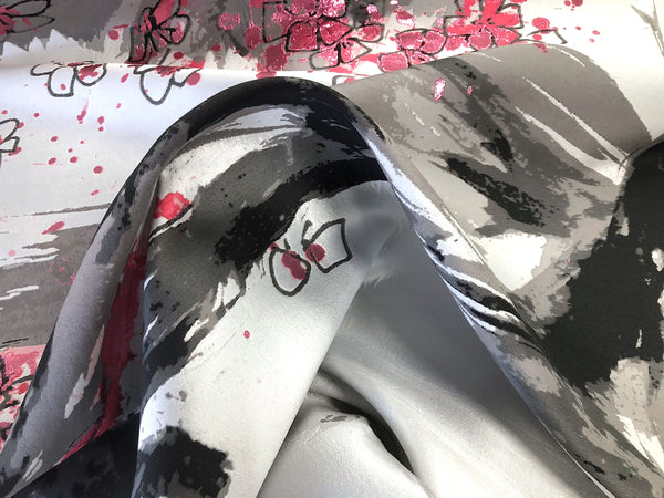 PANEL-  Heavy Silk Blend, Cherry Blossom Jacquard