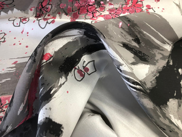 PANEL-  Heavy Silk Blend, Cherry Blossom Jacquard