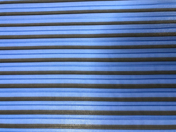 Cobalt Blue & Black Stripe Pleated Georgette