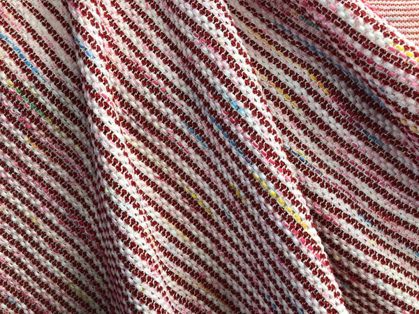 Red & White Multi Leno Mesh Tweed